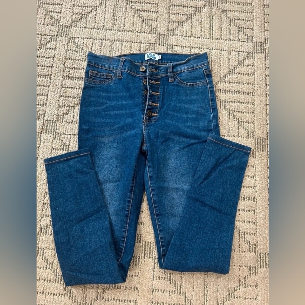 SOLO High-Rise Button-Fly Women’s Jeans - Blue